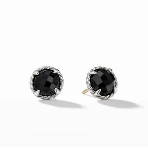 David Yurman Silver and Black Onyx Stud Earrings